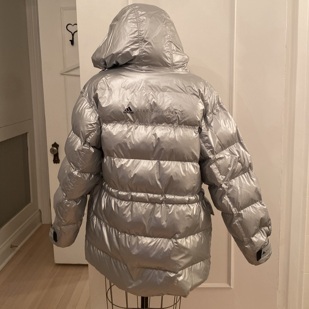 Adidas by Stella McCartney puffer silver jacket! Hoodie! Inside Vest EUC Size S - Picture 3 of 17